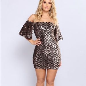 Black Dress wig Rose Gold sequins from FashionNova